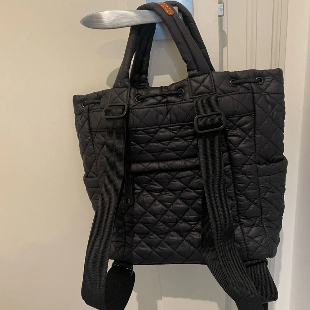 MZ Wallace Black Quilted convertible Tote-Backpack - Picture 3 of 7